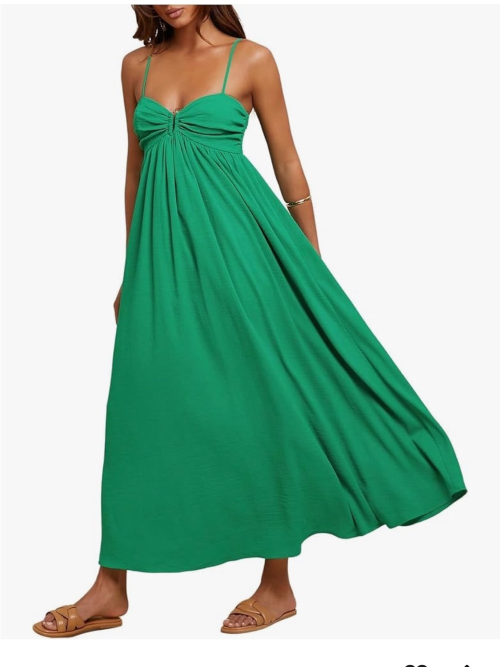 Emerald Spaghetti-Strap Maxi Dress